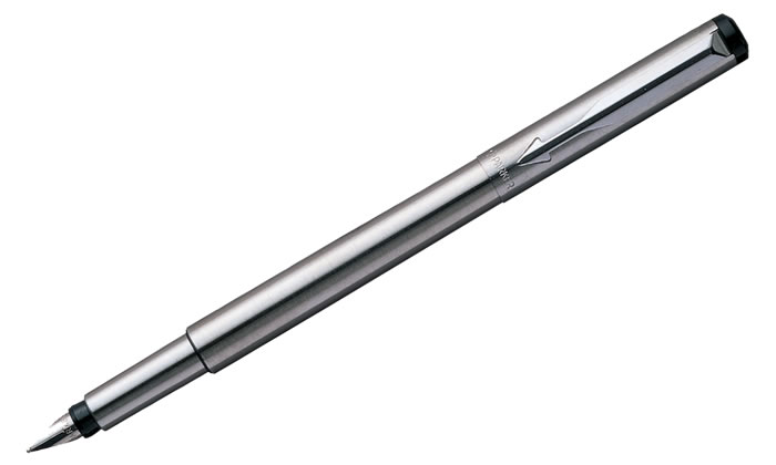 Bút máy Parker Vector vỏ thép cài trắng