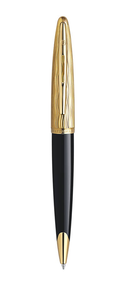 Bút bi Waterman Carene Essential black nắp vàng cài vàng