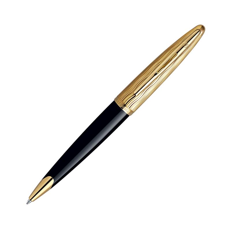 Bút bi Waterman Carene Essential black nắp vàng cài vàng
