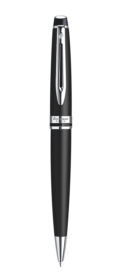 Bút bi Waterman Expert 3 kim loại mờ cài trắng