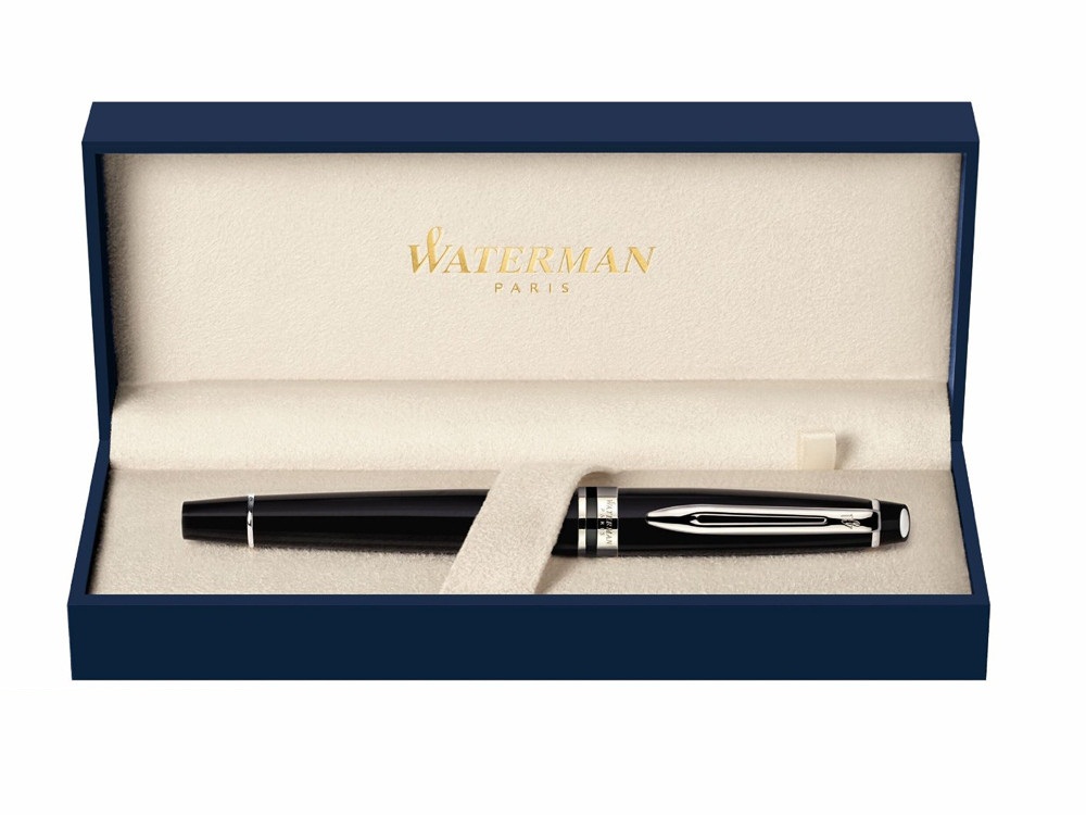 Bút dạ bi Waterman expert 3 Laque black cài trắng