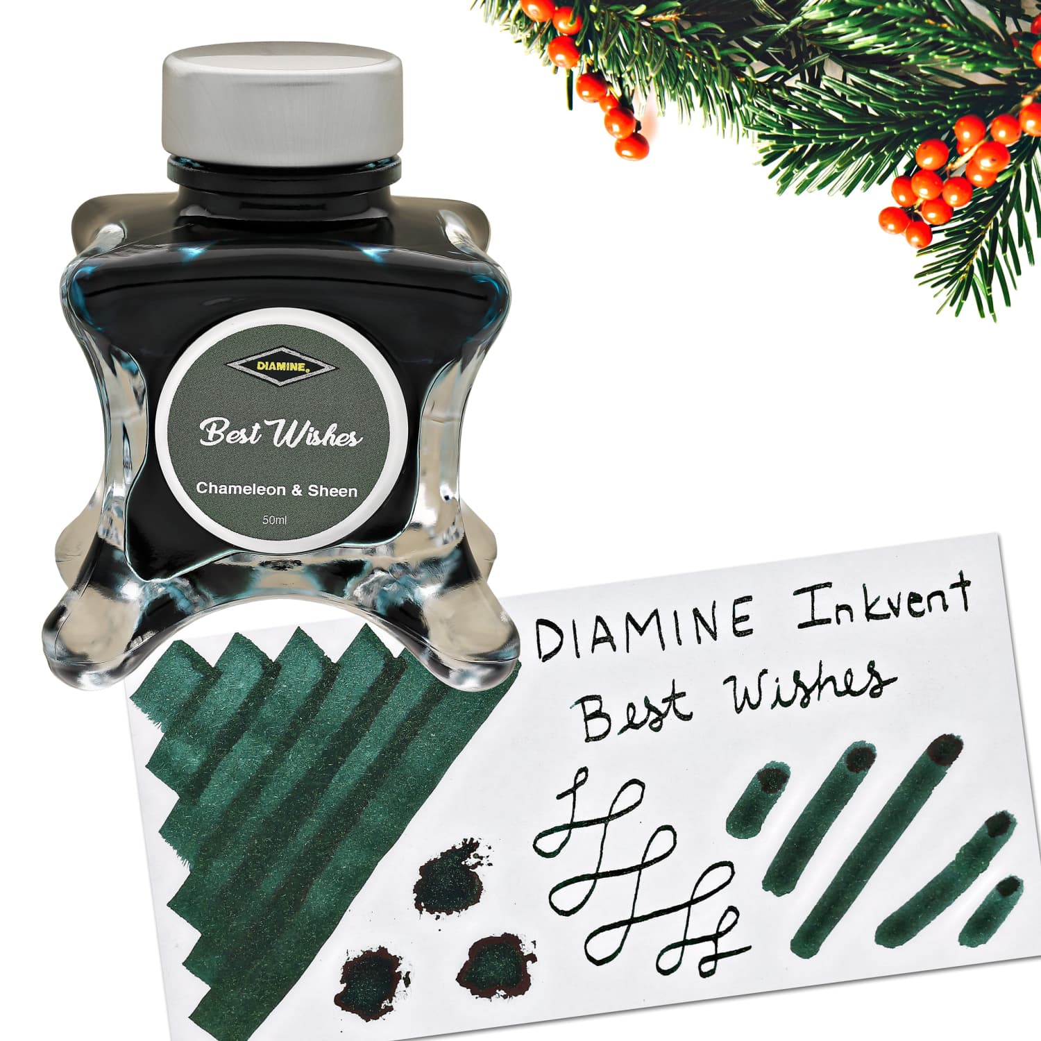 Lọ Mực Diamine Inkvent Green Edition Best Wishes Chameleon & Sheen 50ml