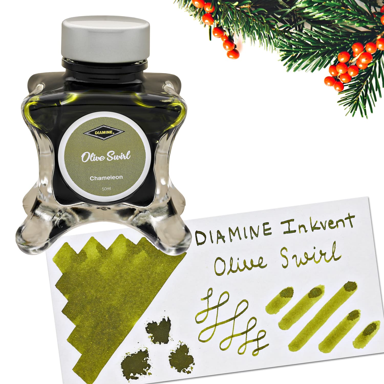 Lọ Mực Diamine Inkvent Green Edition Olive Swirl Chameleon 50ml